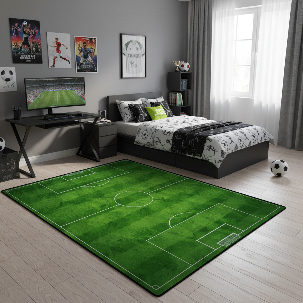 Tapis terrain de football chambre ado gaming