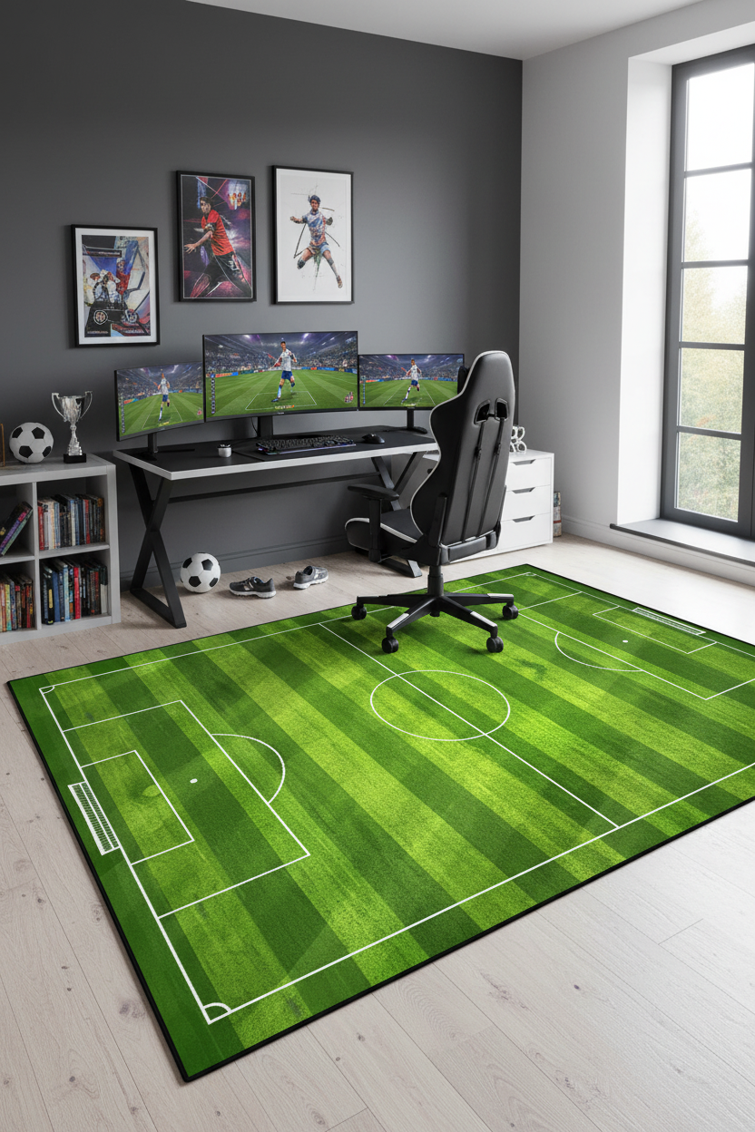Tapis terrain football horizontal chambre ado