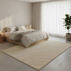 Tapis Wabi-sabi beige à motif de vagues ondulantes