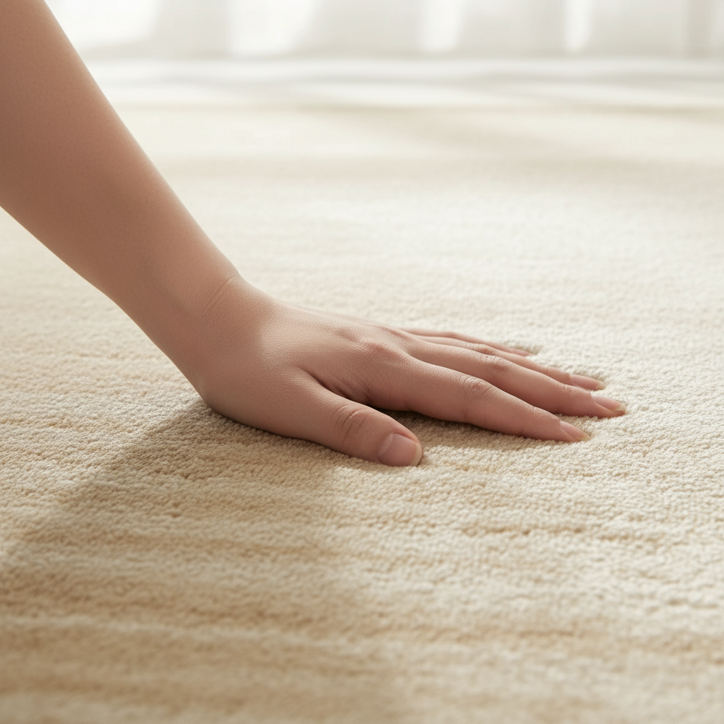 Tapis Wabi-sabi beige au toucher soyeux pour un intérieur élégant