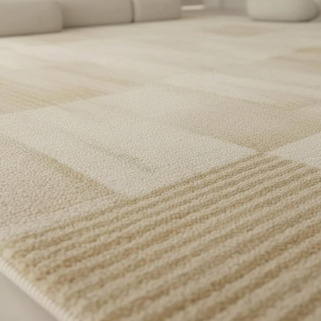 Tapis wabi-sabi beige damier pour une décoration élégante