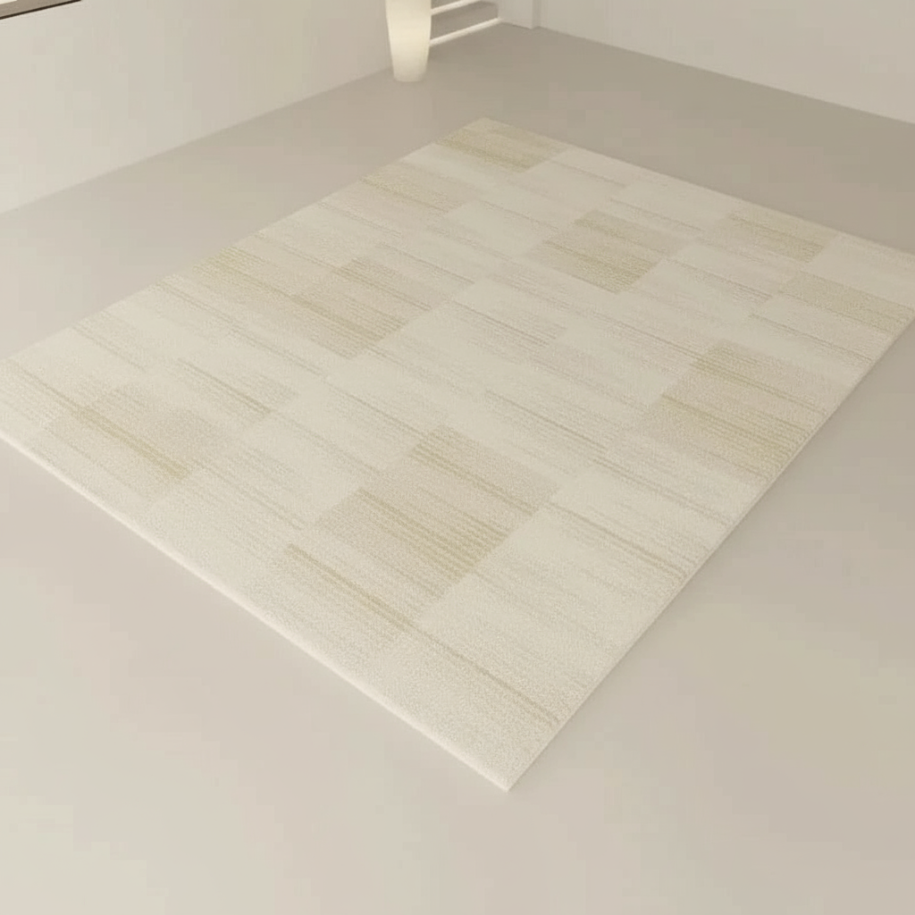 Tapis wabi-sabi beige damier pour une décoration élégante