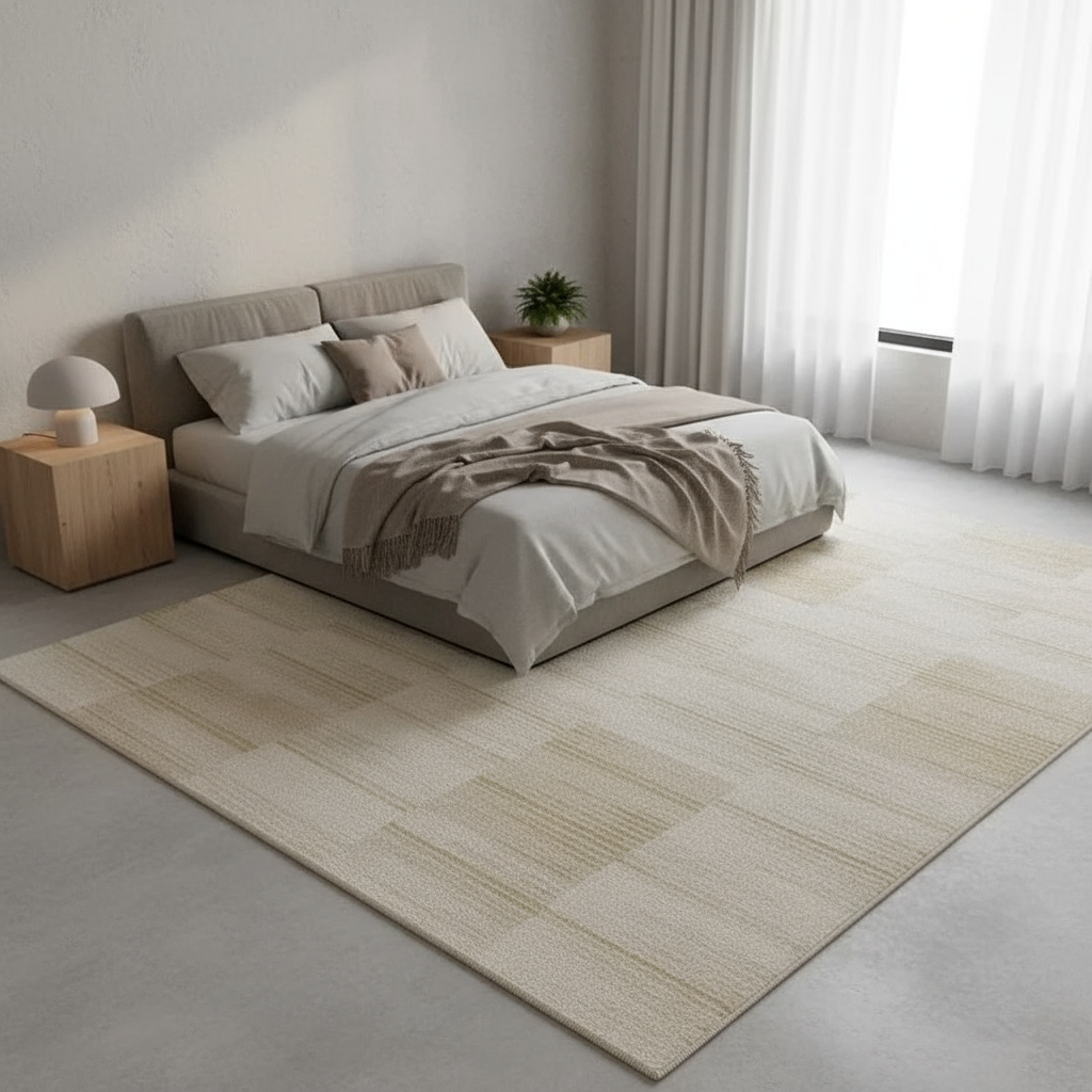 Tapis wabi-sabi beige damier pour une décoration élégante