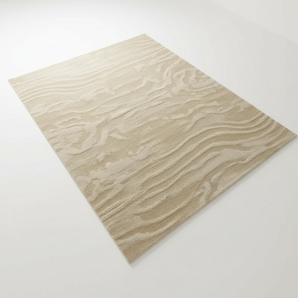 Tapis Wabi-sabi beige : Élégance ondulée pour un intérieur unique