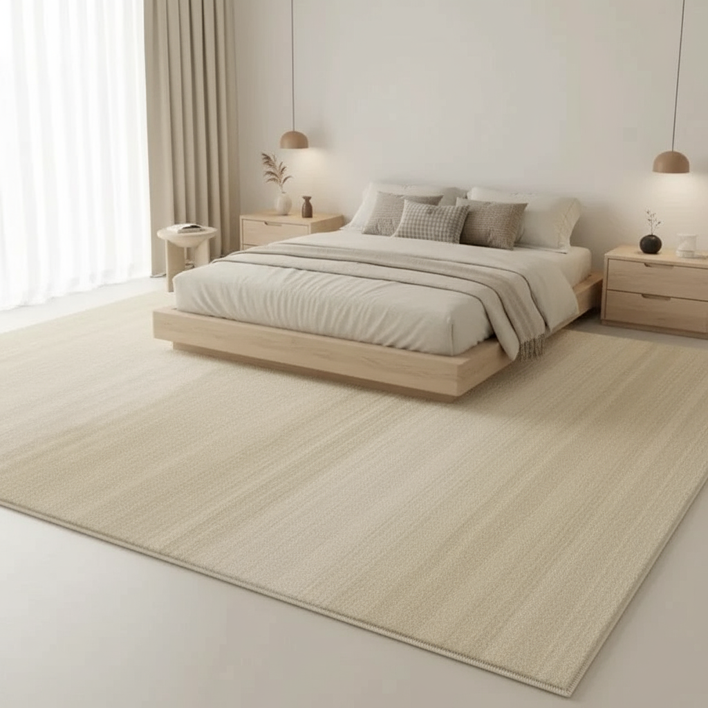 Tapis Wabi-sabi Beige Élégant à Rayures