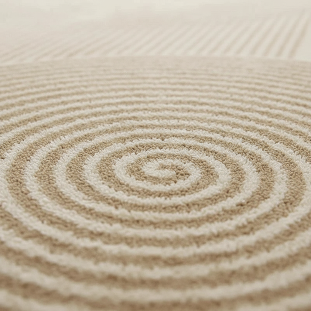 Tapis Wabi-sabi beige élégant pour une décoration intérieure chic avec rayures élégantes