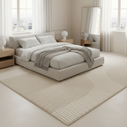 Tapis Wabi-sabi beige élégant pour une décoration intérieure chic avec rayures élégantes