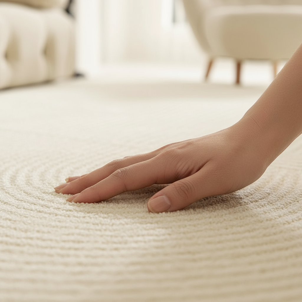 Tapis Wabi-sabi Beige Rayé avec Encadrement Élégant