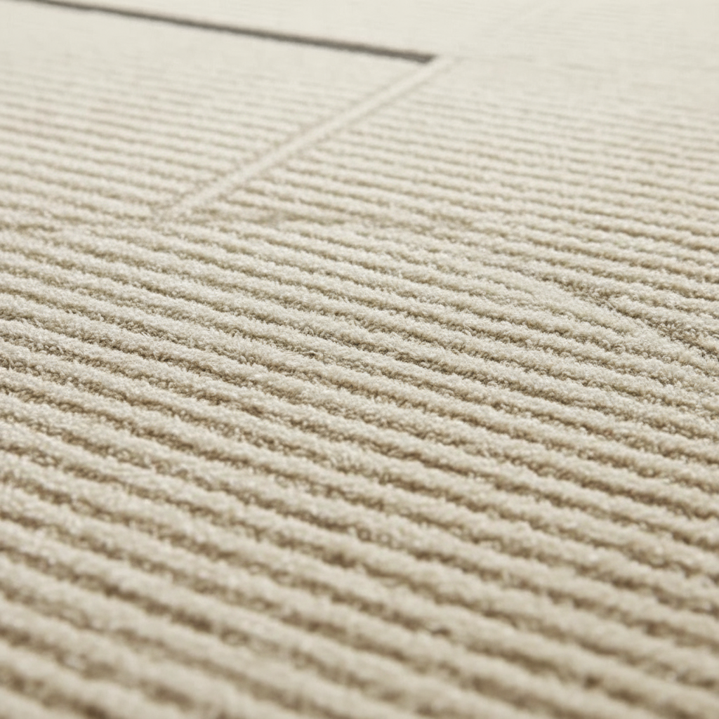 Tapis Wabi-sabi beige rayé : Élevez votre décoration avec élégance et style