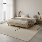 Tapis Wabi-sabi beige rayé : Élevez votre décoration avec élégance et style