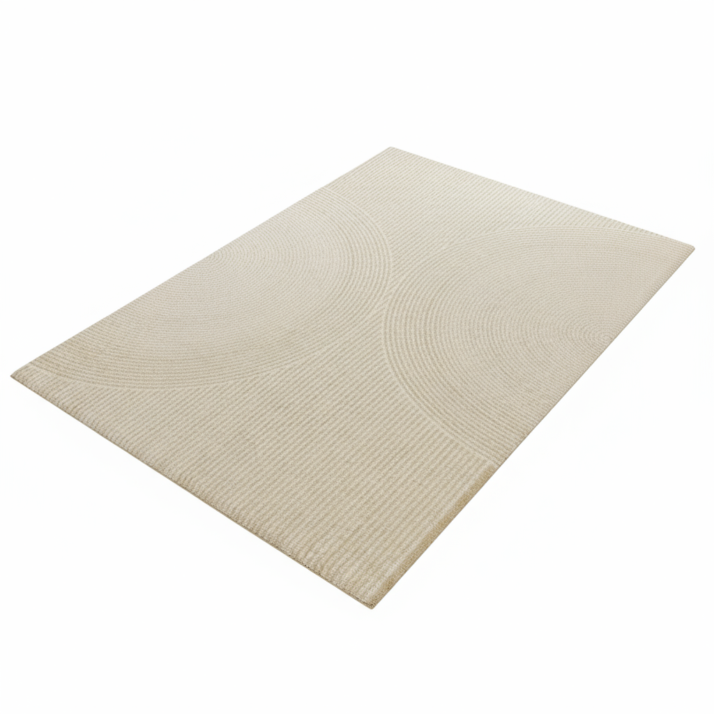 Tapis Wabi-sabi beige rayé pour une décoration authentique et élégante