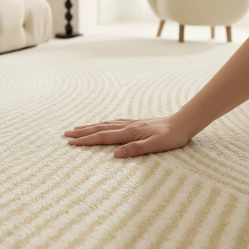 Tapis Wabi-sabi beige rayé pour une décoration authentique et élégante
