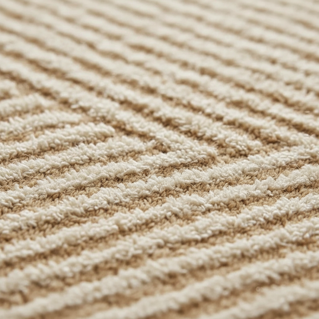 Tapis Wabi-sabi beige rayé pour une décoration authentique et élégante