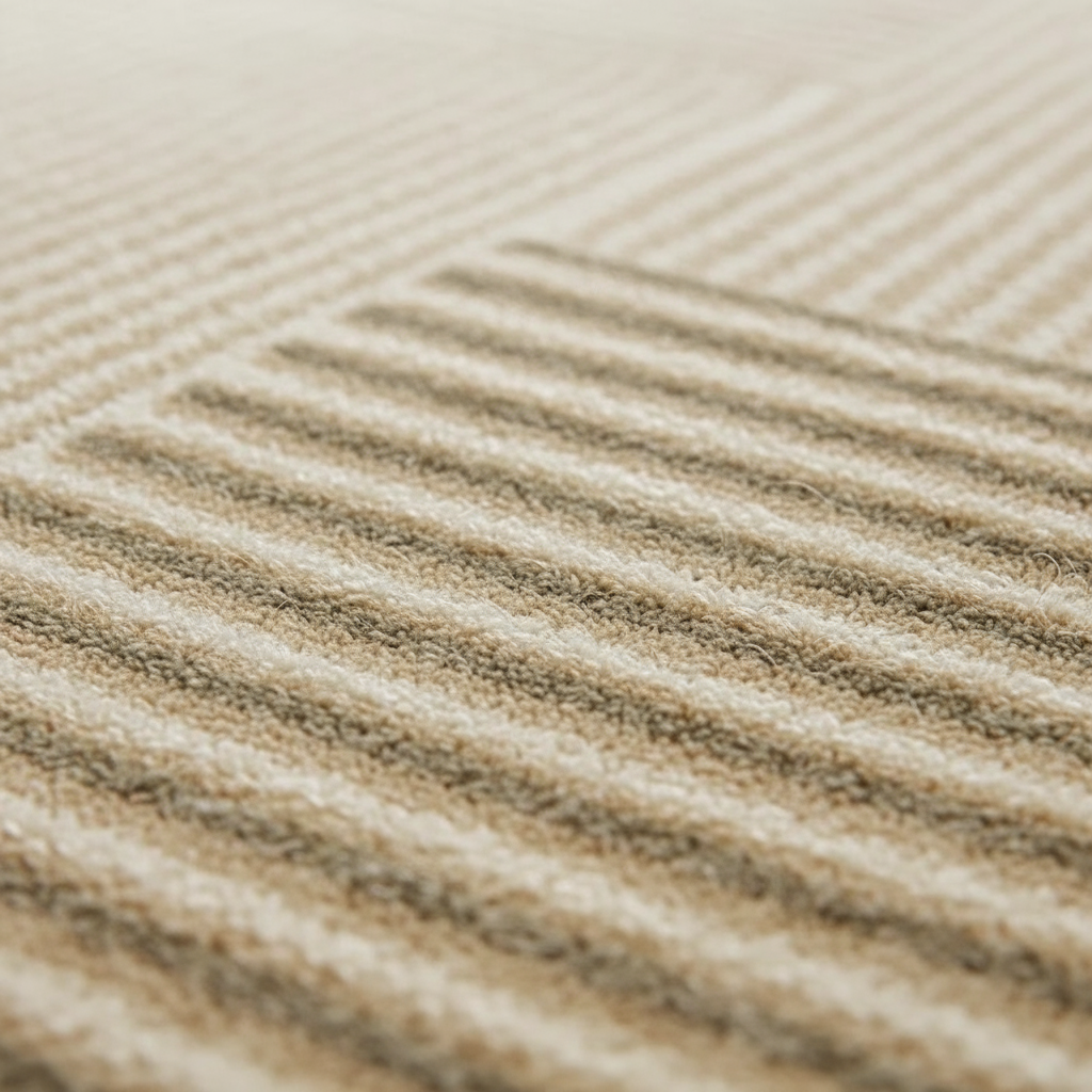 Tapis wabi-sabi rayure café beige pour un intérieur chaleureux