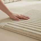 Tapis wabi-sabi rayure café beige pour un intérieur chaleureux